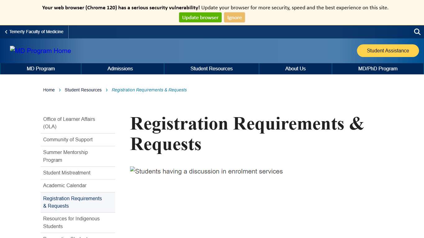 Registration Requirements & Requests MD Program